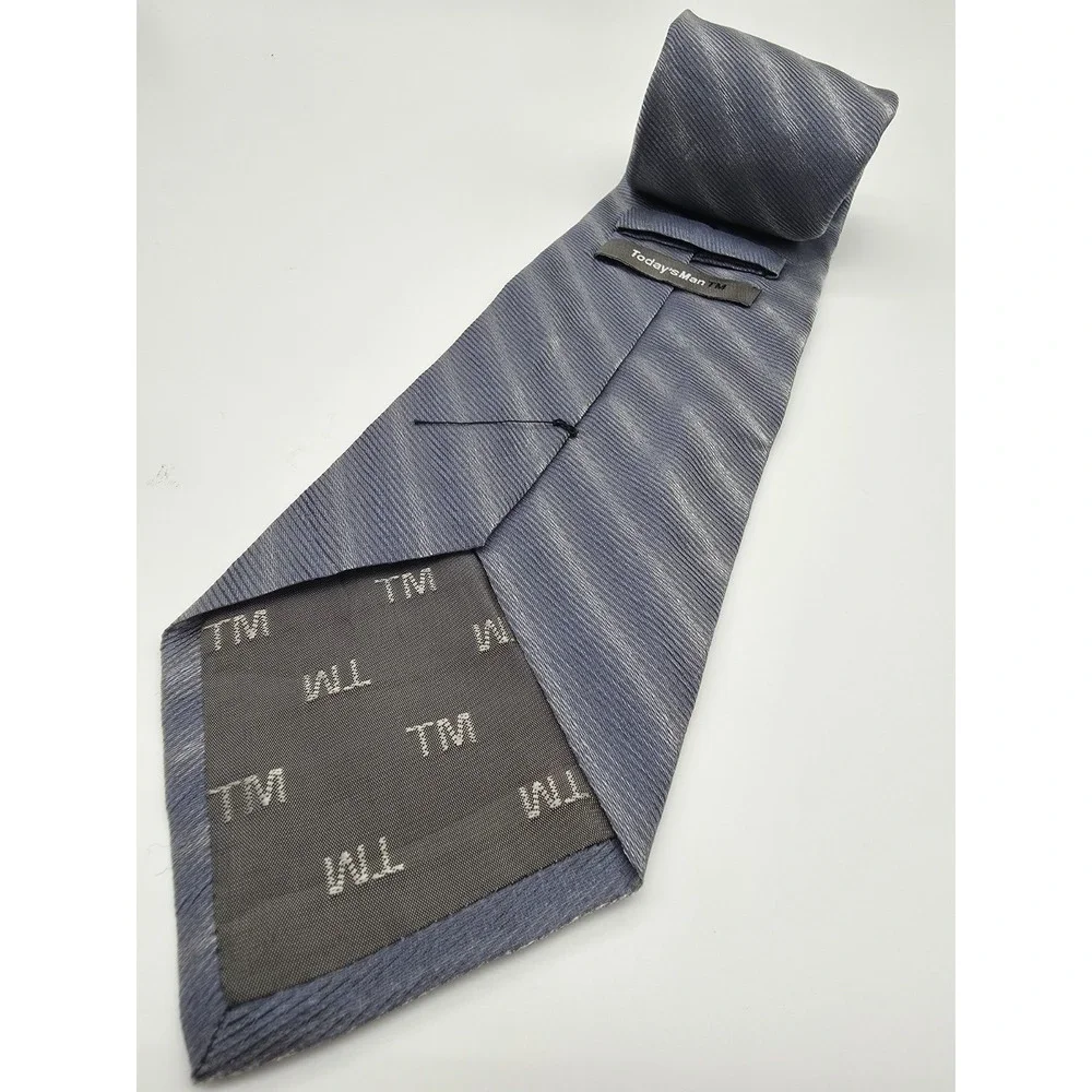 Today's Man Made In Italy Striped Necktie Blue Gray Tie 56